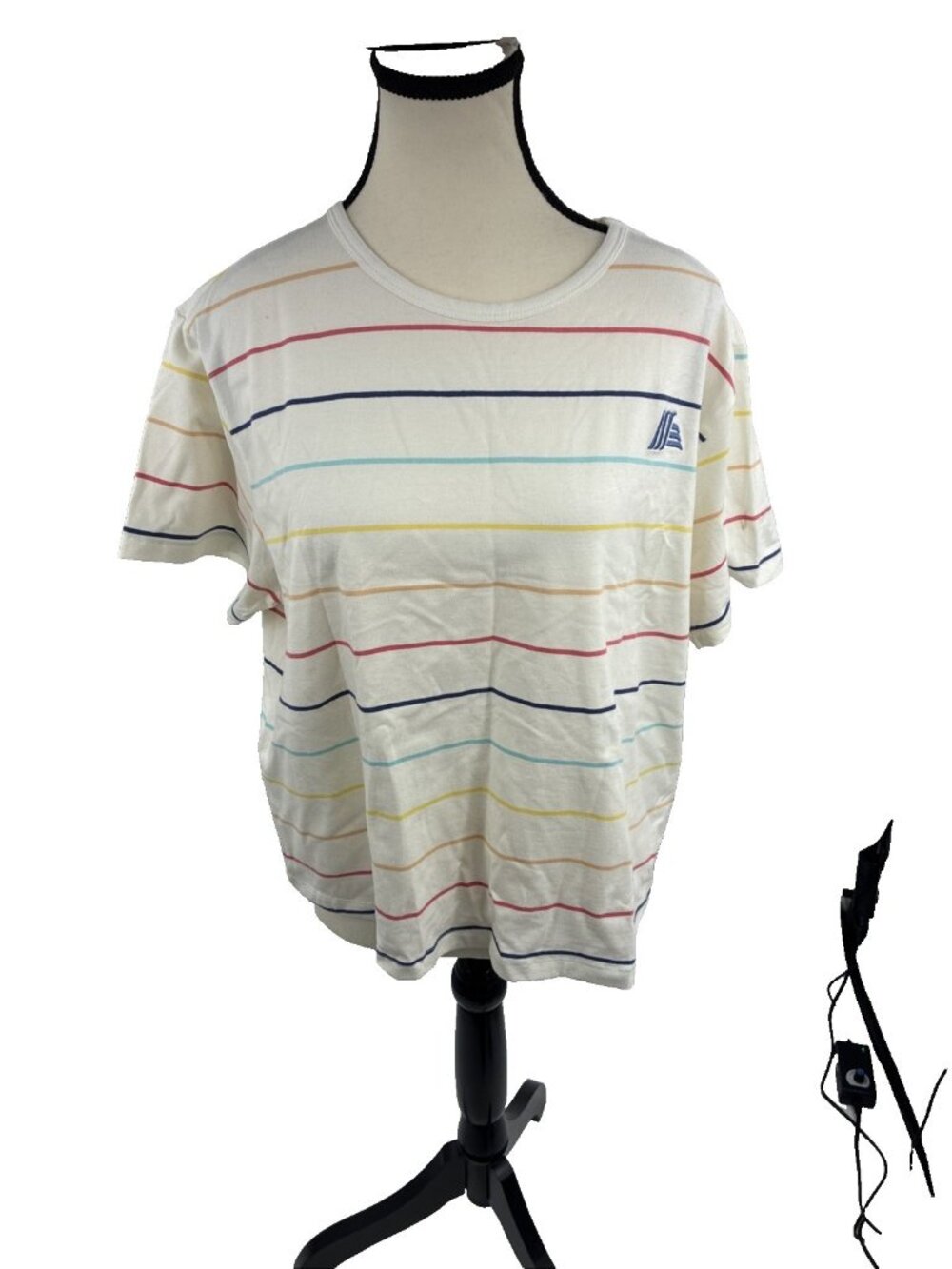 Aldi Gear Womens Striped T Shirt Multicolor Short Sleeve Casual Size L